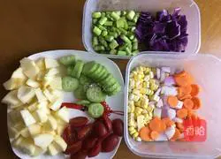 Illustration of how to make grilled quinoa rice with colorful fruits and vegetables 3