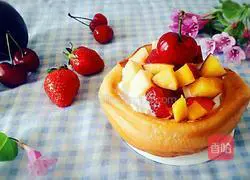 Illustration of how to make fruit yogurt bread bowl 21