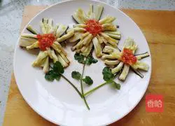 Illustration of how to make chrysanthemum and eggplant 9