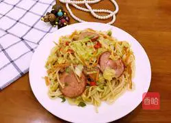 Sauteed cabbage Illustration of how to make rice noodles 11