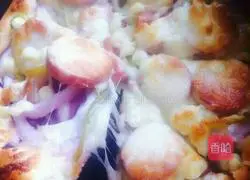 Illustration of homemade simple sausage and corn pizza 6