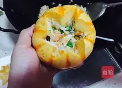 Illustration of how to make pumpkin paella 9