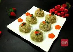 Illustration of how to make glutinous rice and pearl meatballs 9