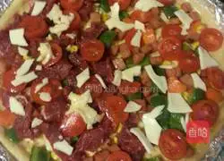 Double Illustration of how to make beef cheese pizza 7