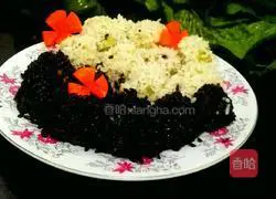 Illustration of how to make two-color pearl meatballs 10