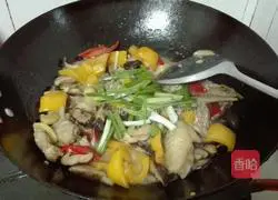 Illustration of Braised Chicken Nuggets with Double Peppers and Mushrooms 10