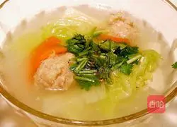 Illustration of how to make cabbage, tofu and boiled meatballs 5