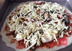 Thin-bottom grilled chicken and mushroom pizza recipe 16