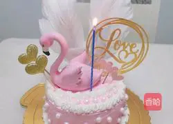 Illustration of how to make a flamingo birthday cake with pink girly heart 7
