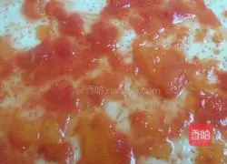 Illustration of homemade delicious asparagus and elbow ham pizza 3