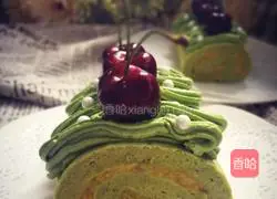 Illustration of how to make matcha mango cake roll 20