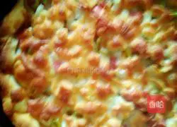 Illustration of homemade simple sausage and corn pizza 8 