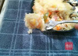 Illustration of how to make bacon and cheese baked rice 11