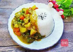 Illustration of how to make curry pork rice bowl 14