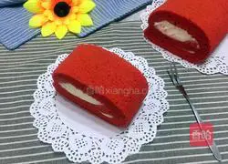 Red Velvet Cream Cake Roll Recipe Illustration 1