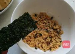 Illustration of how to make seaweed, pork floss and scallops 2