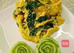 Illustration of how to make scrambled eggs with wolfberry leaves 7