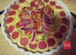 Illustration of how to make ham ring sausage pizza 21