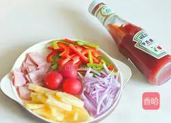 Illustration of how to make cheese pizza with mini dumpling crust 1 