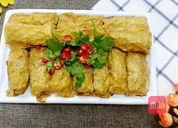 Illustration of how to make tofu wrapped in meat 12