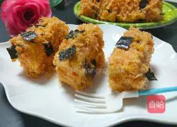 Illustration of how to make seaweed, pork floss and scallops 17