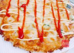 Seafood and meat floss pizza 10-inch recipe illustration 9