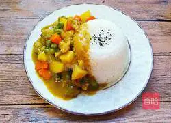 Illustration of how to make curry pork rice bowl 13