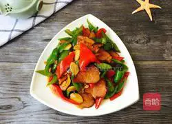 Illustration of how to make fried bacon with green pepper 10