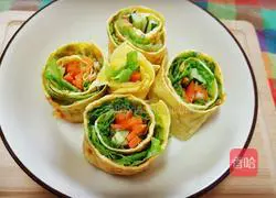 Illustration of how to make egg and vegetable rolls 7