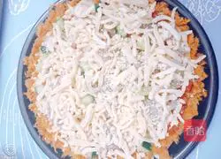 Seafood and meat floss pizza 10-inch recipe illustration 8