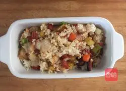 Illustration of bacon cheese baked rice 5