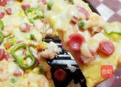 Illustration of how to make shrimp and ham pizza 12