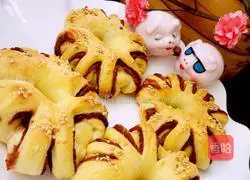 Illustration of how to make bean paste bagels 15