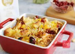 Illustration of how to make milky bread pudding 8