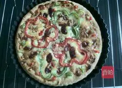 Illustration of how to make pepper and sausage pizza 9