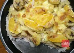 Illustration of how to make fruit rice pizza 9