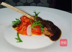 Illustration of French pan-fried lamb chops with brandy braised pepper and porcini sauce 18