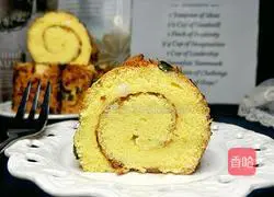 Illustration of how to make sea salt, chive and meat floss cake roll 20