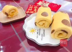 Illustration of how to make orange spotted cake roll 22