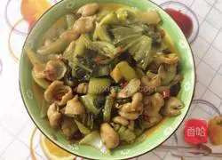 Illustration of how to make fried large intestine with pickled cabbage 9