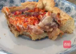 Illustration of how to make bacon and vegetable pizza 6