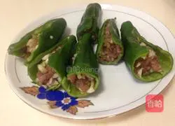 Illustration of how to make green peppers stuffed with lean meat 4