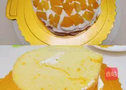 Illustration of how to make a simple fruit birthday cake with mango and pitaya 4