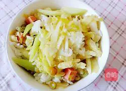 Illustration of how to make kimchi bibimbap 9