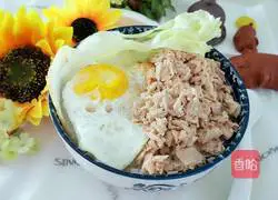 Illustration of how to make tuna bibimbap 1
