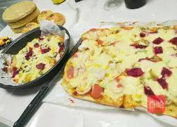Illustration of how to make pizza (fruit, ham and shrimp) 8