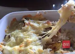 Illustration of how to make bacon and cheese baked rice 9