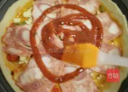 Illustration of how to make bacon pizza 9