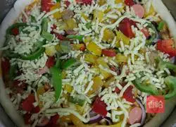 Illustration of how to make simple fresh vegetable pizza 12