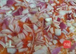 Illustration of homemade delicious asparagus elbow ham pizza 4